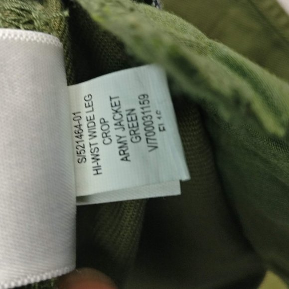 Raw hem Wide leg Sailor pant in Army Green Utility sz 00 Regular 98%cotton NEW - Picture 11 of 13